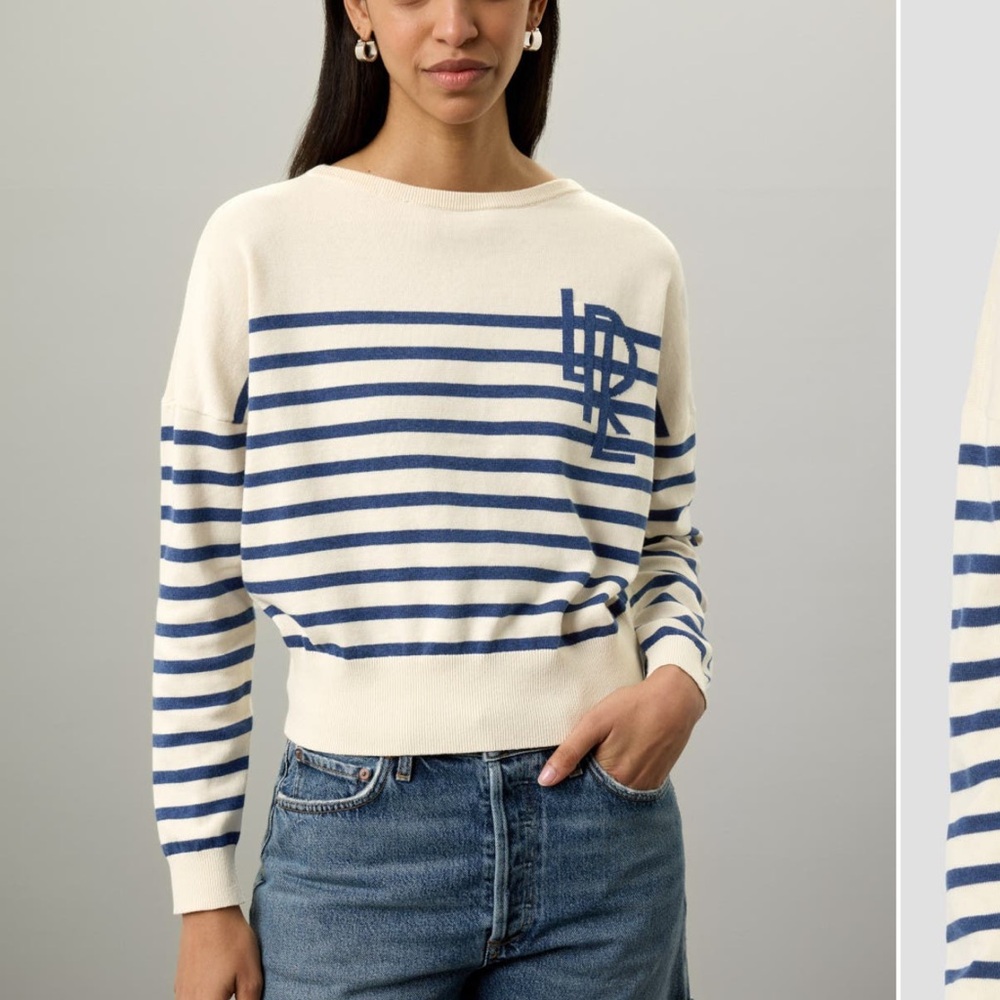 Lauren Ralph Lauren Striped Logo Knit Sweater